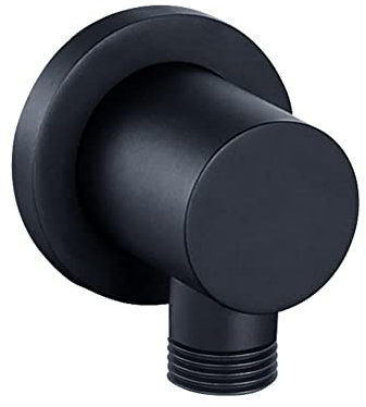 ENKI L09 Brass Matte Black Hand Shower Outlet Wall Valve Connector Round Bathroom