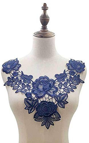 Uteruik Stickerei-Ausschnitt, Spitzenkragen, florale Applikation, zum Aufnähen, für DIY-Ausschnitt, Miedergürtel, Hochzeit, Brautkleid, Ballkleid (#J)