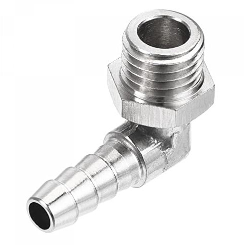 sourcing map Vernickelt Schlauchtülle 6mm Stacheldraht M12x1.5 Rechter Winkel Rohrverbinder