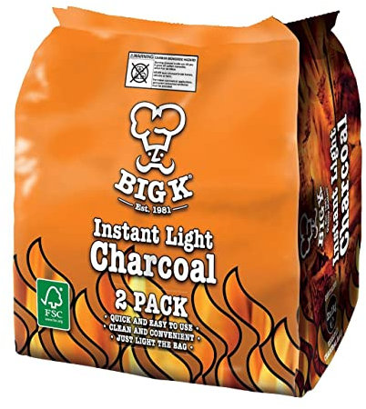 20KG (10 x 2KG) BBQ Instant Light Charcoal Restaurant Grade Charcoal Easy Light Bag Lumpwood Charcoal Large Chunks For Longer Burning Barbecue Great for Summer BBQ Grilling Fire Pits Outdoor Fireplace