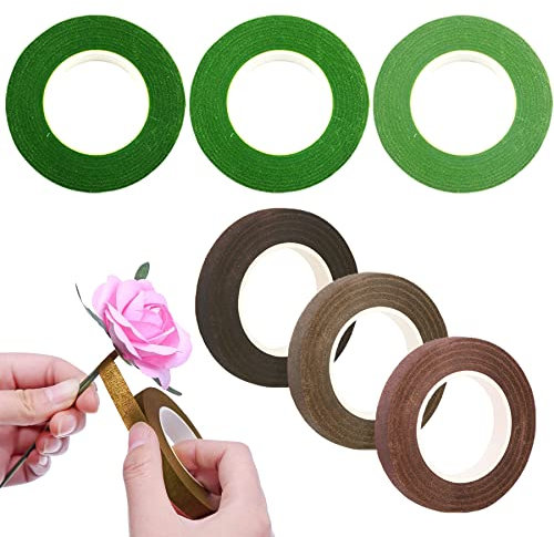 Woohome Rubans de Fleuriste, 6 Rouleaux Florale Rubans Jardinage pour des Décorations de Bouquet Mariage Fleurs Artificielles Artisanat 12MM 30 Verges/Rouleaux