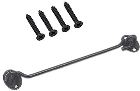 GIVBRO Storm, gancio per porta scorrevole, con occhiello e viti, accessori per porte, garage, finestre, bagno, nero, 25 cm