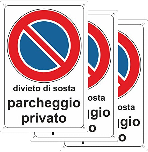 PARKING PRIVÉ INTERDICTION DE SOSTA 3 Panneaux en aluminium pour extérieur métal résistant épaisseur 3 mm (N. 3 Cm 20x30)