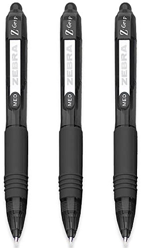 Zebra Z-Grip Smooth Mini-Kugelschreiber, 1,0 mm, Schwarz, 3 Stück