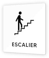 DECOHO - Pictogramme Escalier Droite - Signalétique PMMA - Noir mat - 9x9 cm, adhésif double-face - Blanc