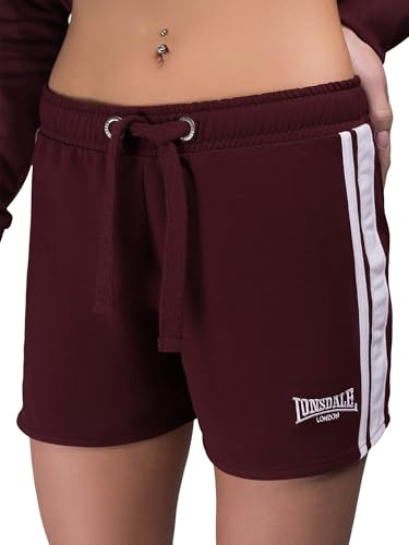 Lonsdale Women's Carloway Shorts, Oxblood/White, XL
