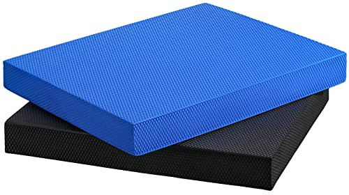Deekin 2 Stück Schaumstoff-Balance-Pad, rutschfest, Stabilitätstrainer-Pad, rechteckig, Balance-Board, Übungskissen für Damen und Herren, Tanzen, Physiotherapie, Schwarz und Dunkelblau
