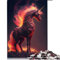 Puzzles 1000-teiliges loderndes Einhorn-Puzzle für Erwachsene, Holzpuzzle, Familienspaß, Puzzles (Größe 50 x 75 cm)