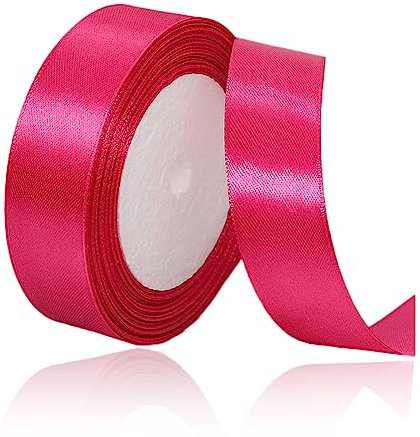 Nastri Rosso Rosa 20mm, 23 metri Nastro di Raso Rosso Rosa per l'imballaggio di regali, Artigianato fai da te, Bows Making, Mazzi di fiori, Palloncini, Festa nuziale e Decorazioni per torte
