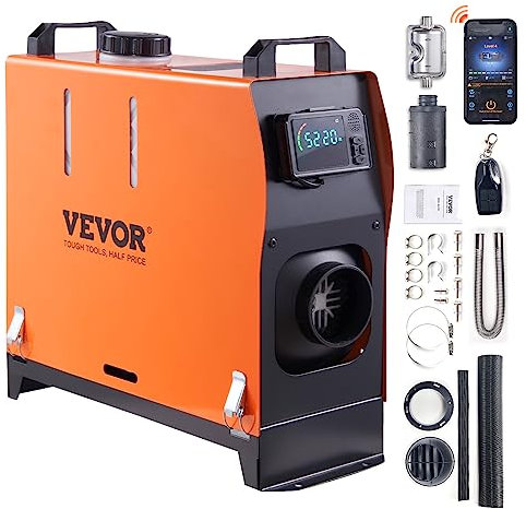 VEVOR Riscaldatore d'Aria Diesel all-in-One per Auto Camper Camion RV 12V 5-8KW Temperatura Regolabile 8℃-36℃ Controllo Bluetooth Riscaldatore da Parcheggio Consumo di Carburante 0,16-0,52L/h