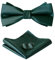 HOULIFE Fliege Herren Set - Verstellbare Fliege aus Satin Polyester Vorgebunden Fliege, einfarbige Einstecktuch, Manschettenknöpfe Set für Bräutigam Hochzeit formal mit Geschenkbox, Dunkelgrün