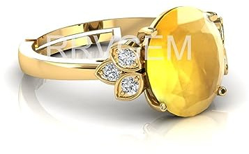 RRVGEM Gelber Saphir-Ring, 7,50 Karat, zertifiziert, unbeheizt, unbehandelt, natürlicher PUKHRAJ-Ring, vergoldet, verstellbar, zertifiziert AA++, natürlich, für Damen und Herren (Labor – getestet),