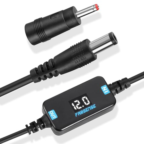 FARSENSE - Cable de alimentación de 5 V a 12 V (3 pies), adaptador USB C a CC de 12 V con conector de CC de 5,5 x 2,5 mm (compatible con 5,5 x 2,1) y 3,5 x 1,35 mm, convertidor de refuerzo compatible