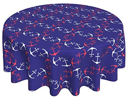 Wachstischdecke Nautischer Anker Pflegeleicht Gartentischdecke rutschfeste Wachstuchtischdecke 152Cm Für Camping Garten Jubiläum