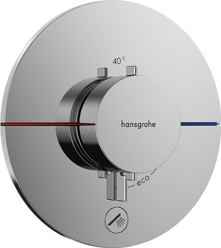 hansgrohe ShowerSelect Comfort S - Thermostat Unterputz mit zusätzlichem Abgang, Armatur mit Sicherheitssperre (SafetyStop) bei 40° C, rundes Thermostat, Mischbatterie für 1 Verbraucher, Chrom