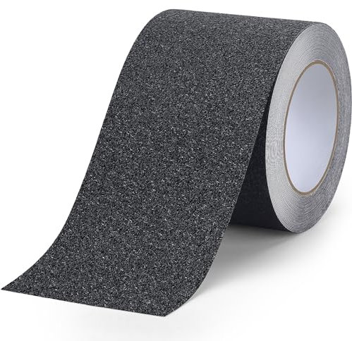 OQingluan Antirutsch Klebeband Treppe, 10cm*5m, Antirutsch Treppenstufen, Verhindert Ausrutschen und Stürze für Ältere Menschen, Kinder und Haustiere, Schwarz