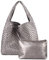 TONGZHIY Gewebte Tragetasche für Damen, weiches Leder, modische gewebte Schultertasche für Damen, Alltag, Einkaufen, A-silver Grau, Einheitsgröße