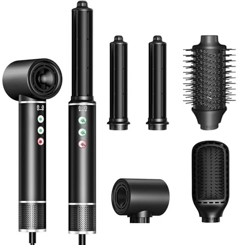 Air Styler 5 in 1, Haarstyler mit 110,000 RPM Haartrockner, 20m/s Luftstrom, Föhnbürste, 320 Millions lonic Hair Styler Set, Auto Lockenstab, Glättbürste, 340g Leicht Leise Schnelles Trocknen