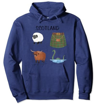 Schottland Highlander Kuh Loch Ness Monster Sheep Plaid Kilt Pullover Hoodie