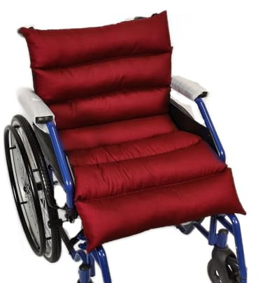 TAKIMED Cojín para silla de ruedas, de fibra hueca siliconada, cojín con respaldo antiescaras ortopédico para cochecito, rojo