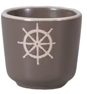 Seaside No.64 - maritimes Steingut-Geschirr in taupe - Mix & Match Serie aus Keramik - nautische Motive zum Kombinieren - Küchenzubehör, Geschenkartikel (Eierbecher, Steuerrad)