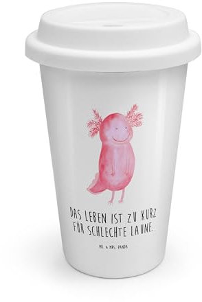 Mr. & Mrs. Panda To Go Becher Axolotl Glücklich - Geschenk, Thermo Kaffeebecher to go, Becher zum Mitnrhmen, Kaffee to go Becher Thermo, Lurch,