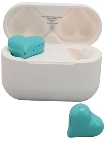 Plyisty Herzförmige Kabellose Ohrhörer, Bluetooth 5.3-Kopfhörer, HiFi-Stereo-Sound-Ohrhörer, wasserdichte Ohrhörer mit Ladeetui, für Mädchen und Frauen (hellblau)