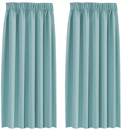 BellaHills Blackout Curtains Pencil Pleat Bedroom Curtain Panel for Privacy Protected Thermal Insulated Window Treatment for Living Room 2 Panels, 46 x 54 Inch, Mineral Blue