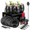 Moscow Mule Lot de 4 gobelets à cocktail avec tasses à cocktail en acier inoxydable de 500 ml, dessous de verre, pailles, cuillères, brosse de nettoyage, verres doseurs, verres à cocktail (black001)