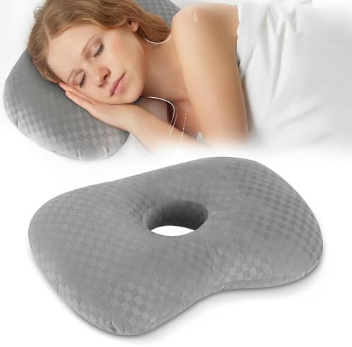 NAVESO 17 Zoll Ohr-Piercing-Kissen, Ohrkissen mit Loch, Donut-Kissen für Ohrpiercing für Seitenschläfer, Linderung von Ohrenschmerzen, Schlafschutz