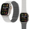 HITZEE Doppelseitig Reversibel Band Kompatibel mit Apple Watch Armband 49/46(S11/10)/45/44/42mm, Magnetisch Silikon Armband für iWatch Ultra 3/2/1 SE3 Serie 11 10 9 8 7 6 5 4 3 2 1, Beige/Grau