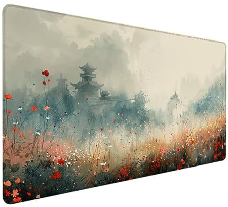Paysage Tapis de Souris Blanc Tapis de Souris XXL 1200x600x3mm, Bord Cousu et Base Caoutchouc Antidérapante Tapis de Bureau, Imperméable Mouse Pad pour Gaming Accessoire Bureau, Cadeau Hommes, 6-5