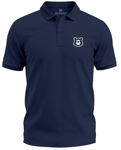 Neverless® Poloshirt Herren Bär Tierlogo im Polygon-Stil – Kurzarm Polo Sommer Outdoor Fashion Modern Fit Navy L