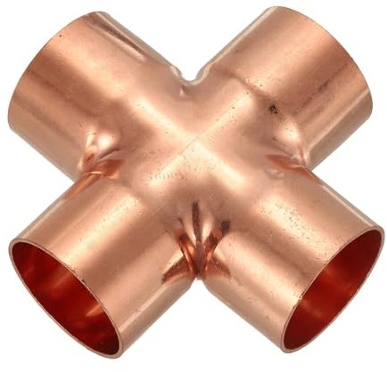 PATIKIL 1-3/8(35mm) Conexión De Cobre Cruzada, Conector De Tubería Igual De 4 Vías Para Fontanería Aire Acondicionado Refrigeración