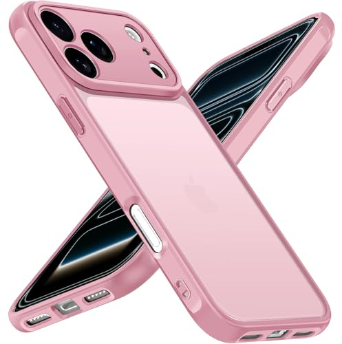 ivoler Hülle für iPhone 17 Pro Max, [Militärstandard] Stoßfest Kratzfest Handyhülle, Matt Durchscheinende Hard PC Rückseite Dünn Anti-Fingerabdruck Schutzhülle Bumper Case (Rosa)