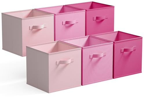 GRANNY SAYS Aufbewahrungswürfel Stoff, 6 Stück Aufbewahrungsboxen für Würfelregal, Stoffkisten Aufbewahrung für Kallax Regal Boxen, Rosa Farbverlauf, Würfelboxen 27 cm