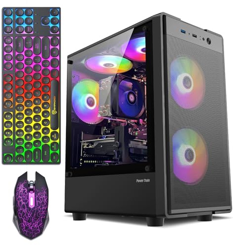 ZER-LON PC de escritorio para juegos, computadora para juegos preconstruida con Intel Core I7 hasta 3.9 GHz, GTX 1050Ti 4G, 16G DDR4 RAM, SSD NVME de 1 TB, ventilador de refrigeración ARGB, suministro