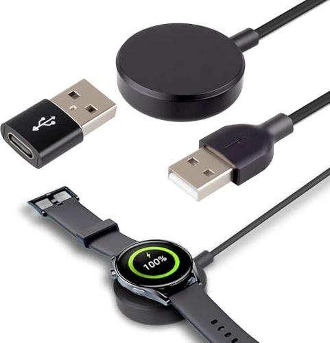Cargador para Sam-Sung Galaxy Watch 7/6/6 Classic/5/5 Pro/4/4 Classic/3/Active 2/Active 1 Cable de Carga USB C 1m para Sam-Sung Reloj con Enchufe Adaptador USB