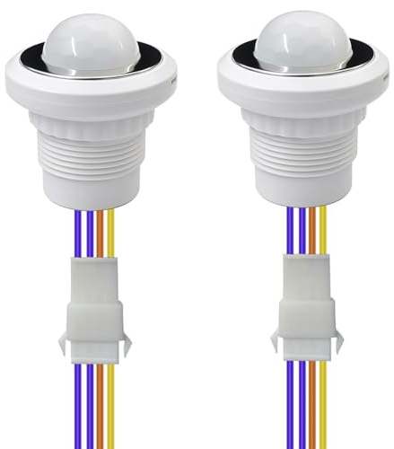 Gebildet Mini Interruttore Della Luce con Sensore di Movimento 100-240V Sensore PIR Rilevamento Intelligente Ritardo Temporale Rilevatore di Induzione a Infrarossi Regolabile(Confezione da 2)