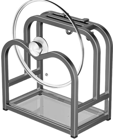 Porte-Couvercles de Casserole Support Ustensiles Gain de Place en Acier | Organisateur pour Couvercles et Cuillères pour Cuisine Appartement Dortoir Camping-Car Restaurant Armoire