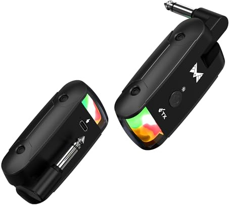 Upgraded Version RGB-Beleuchtung Kabelloses Gitarrensystem, 70 Meter Übertragungsstrecke Drahtloser Gitarrensender und -empfänger, Drahtloses Gitarrensystem für Gitarren, Bässe und andere Instrumente