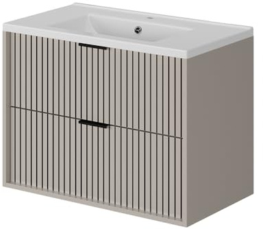 Vicco Waschtischunterschrank Ruford, Cashmere, 80 cm | besteht aus Badunterschrank und Waschbecken