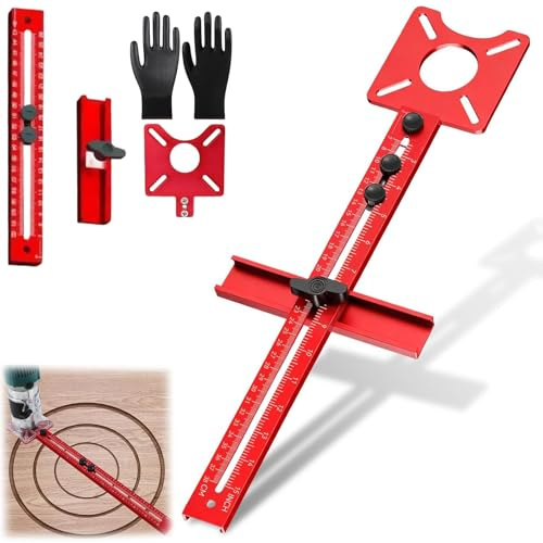 4 in 1 Router Milling Groove Bracket Metric MM, Aluminum Alloy Router Circle Cutting Jig, Multifunctional Adjustable Router Jig Tool for Woodworking (Regular)