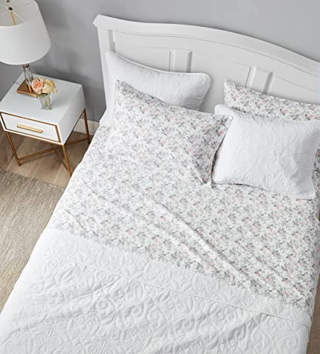 Laura Ashley Sheets Baumwollflanell-Bettwäsche-Set, Baumwolle, Rosalie Grey, King Size