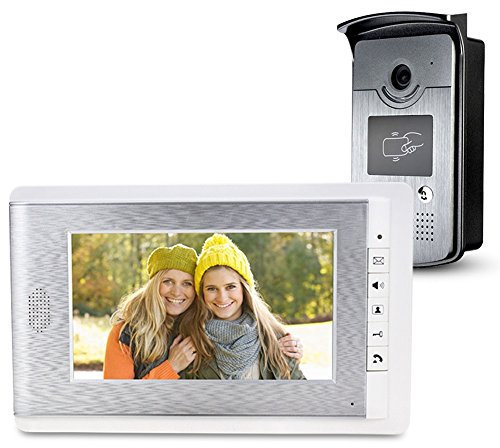 LIBO Kit Sistema Citofono Cablato Videocitofonico RFID da 7 pollici Monitor LCD a colori con 25 Telecamere Ringtone 700TVL Visione Notturna per Appartamento/Casa