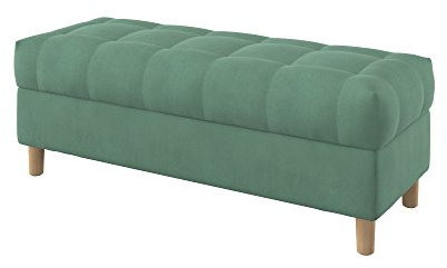 Furninero - Raffinierte gepolsterter Sitzbank Sitzhocker Sitzruhe Betthocker Ottomane, mit Stauraum, Gerundete Beine, 120 cm breit, Majestic Velvet Mint Stoff (Licht zu reinigende), Grün