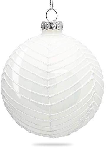 SIKORA Highlights 4er Set ausgefallene Christbaumkugeln aus Glas Weiss, Farbe/Modell:Modell New York Weiss, Größe:8 cm