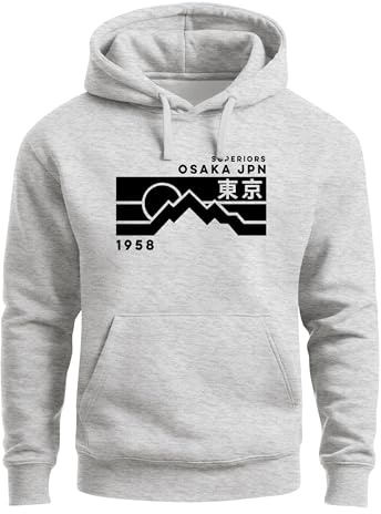 Neverless® Hoodie Herren Aufdruck Osaka JPN japanische Schriftzeichen Fashion Print Kapuzen-Pullover Männer