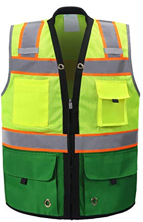 Shine Bright Sicherheitsweste - Hohe Sichtbarkeit mit reflektierenden Bändern und Taschen - Weich, strapazierfähig und atmungsaktiv - ANSI Klasse 2, Grün , Small