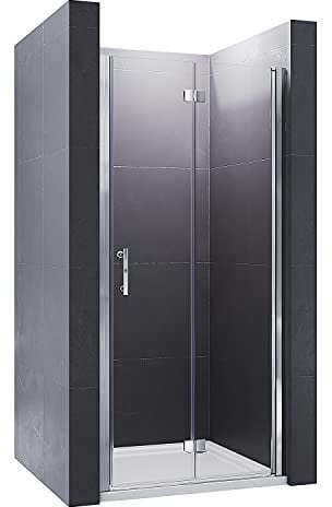 ELEGANT 760mm Bifold Shower Enclosure Frameless Bathroom Shower Doors 6mm Safety Bi-Fold Glass Wetroom Reversible Folding Shower Cubicles